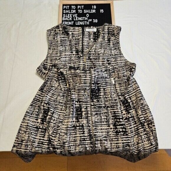 Calvin Klein Dress Womens 14 Multicolor Stretch Midi A Line Zip Front Sleeveless - Picture 14 of 14